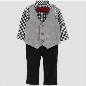 Carter’s Gray Vest and Red Bow Tie Set